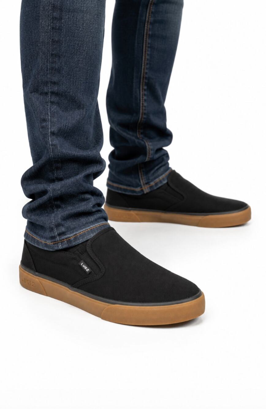 Lugz Bandit Slip On Sneakers Men’s Casual Black Canvas Shoes Comfort Skater 7